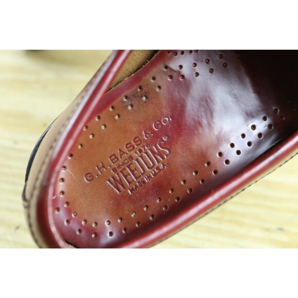 GH Bass Weejuns Mens 9D Red Leather Penny Loafers Logan Slip On Shoes - Picture 7 of 12